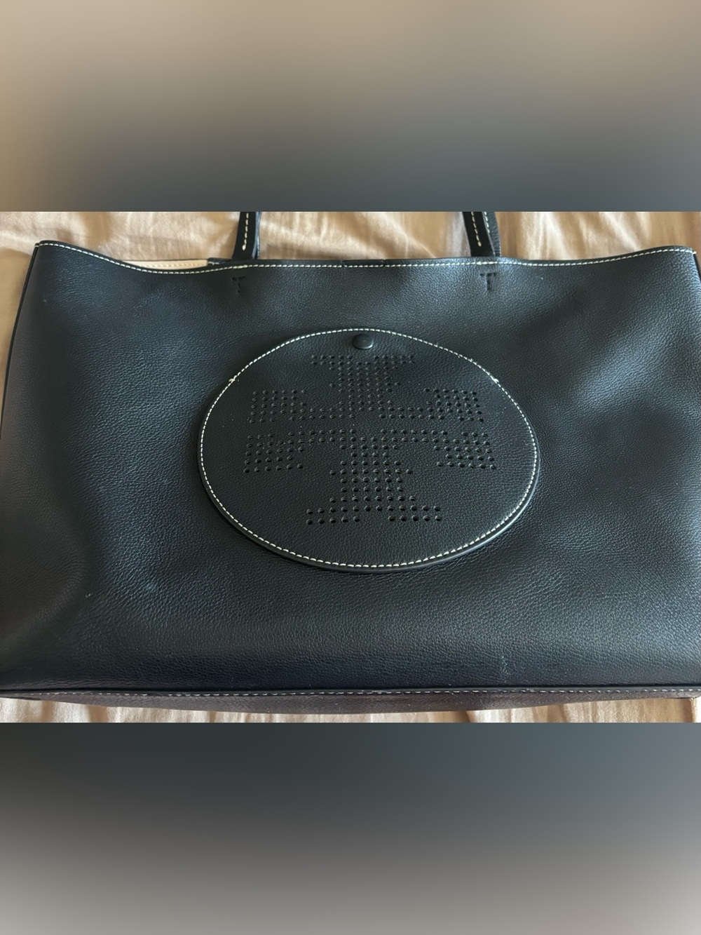 Tory Burch Black Large Leather Tote Bag